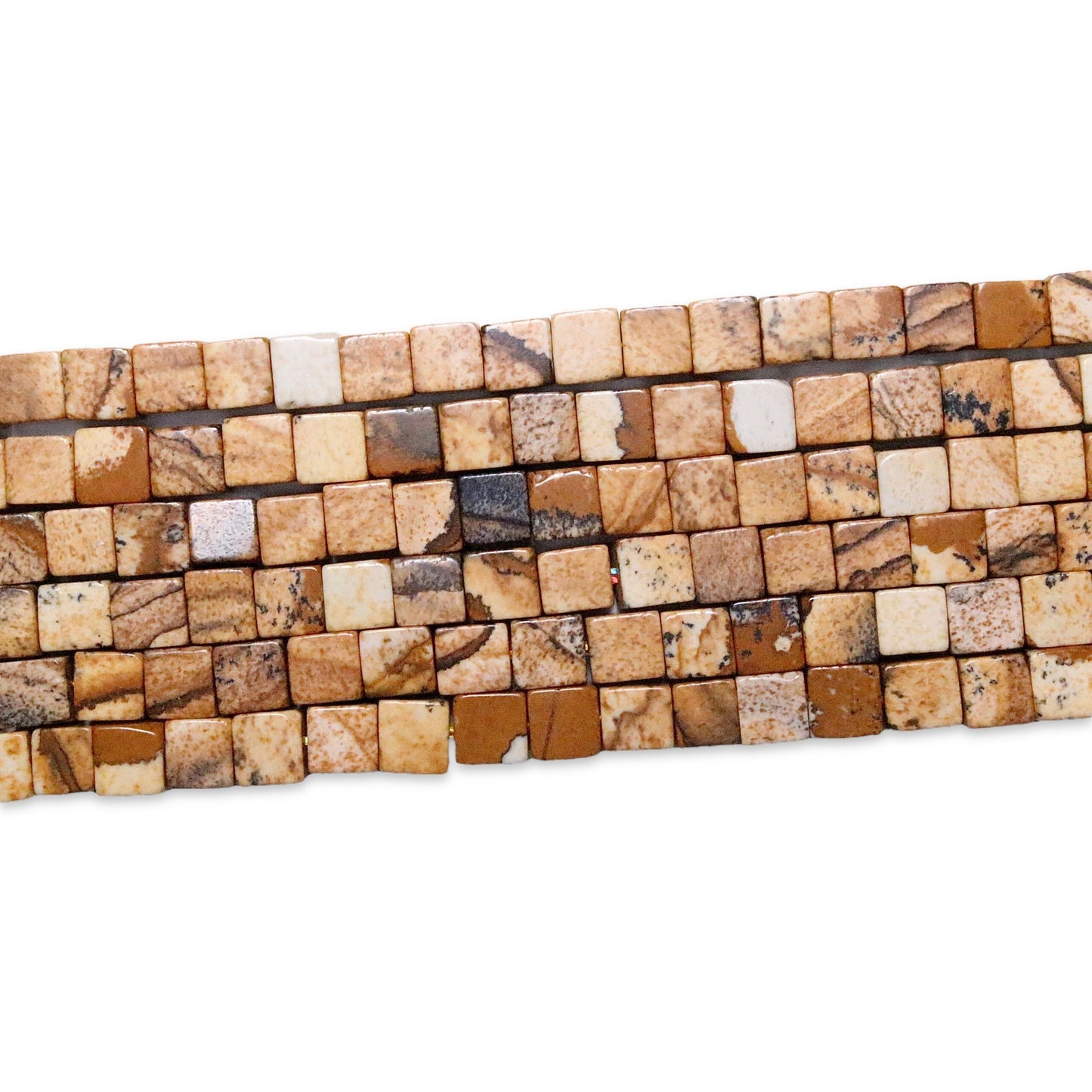 Fil de perles carrées Jaspe paysage - Foliesbijoux