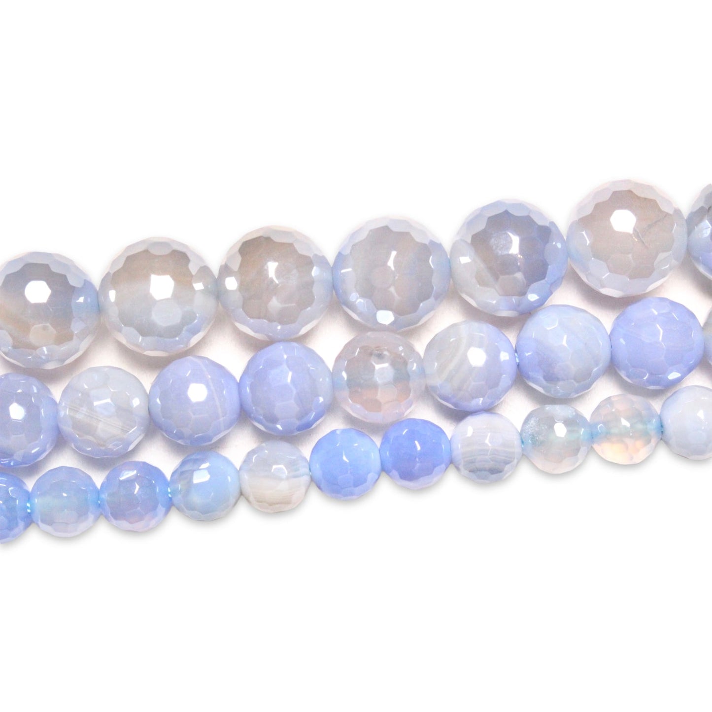 Fil de perles Agate facettée bleu claire - Foliesbijoux