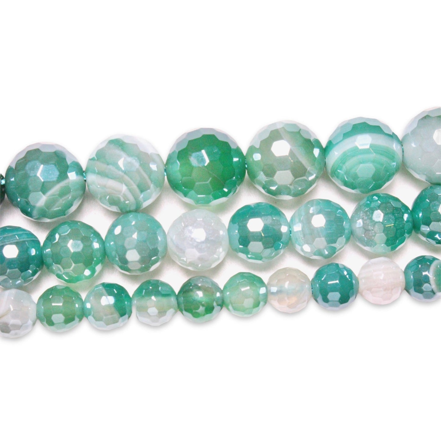 Fil de perles Agate facettée vert - Foliesbijoux