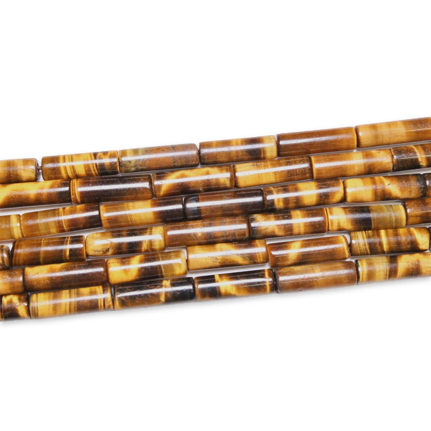 Fil de perles tubes Oeil de tigre 4x13 mm - Foliesbijoux