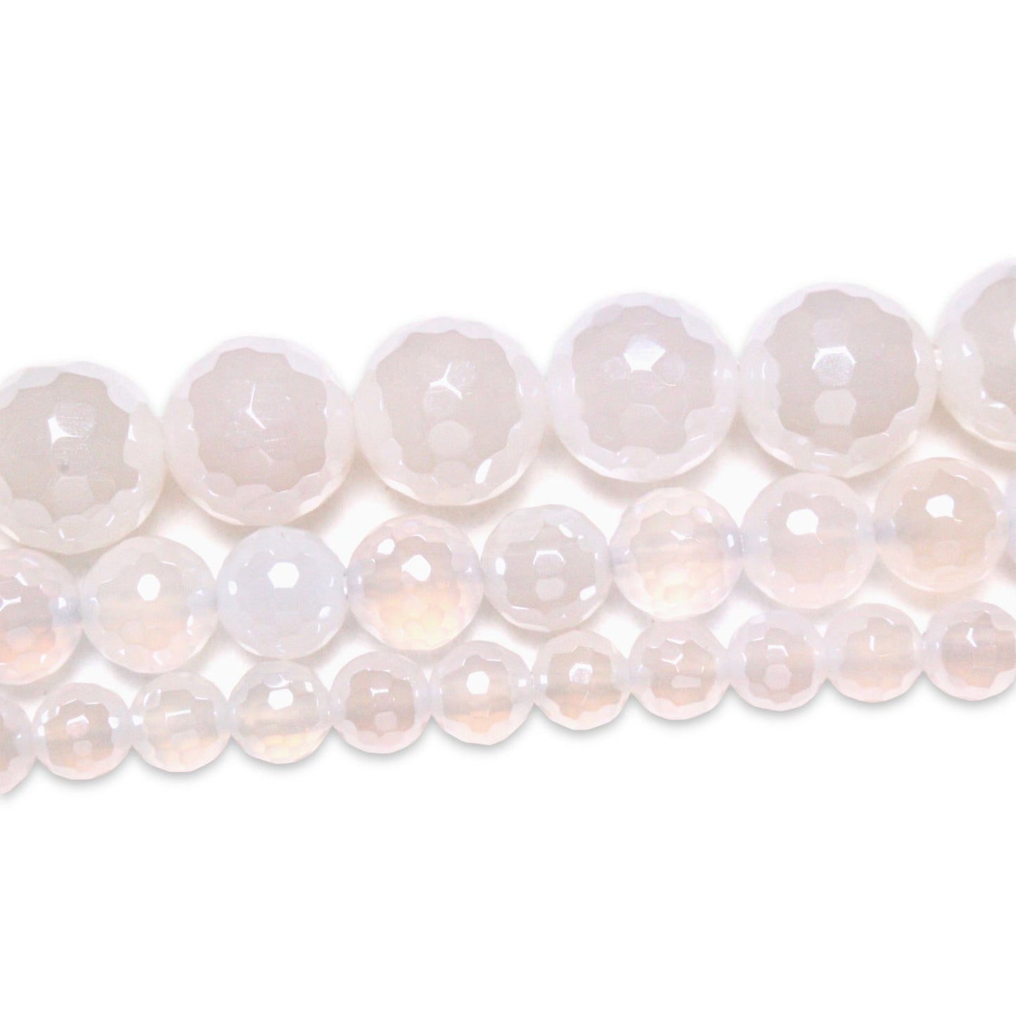 Fil de perles Agate facettée blanche - Foliesbijoux