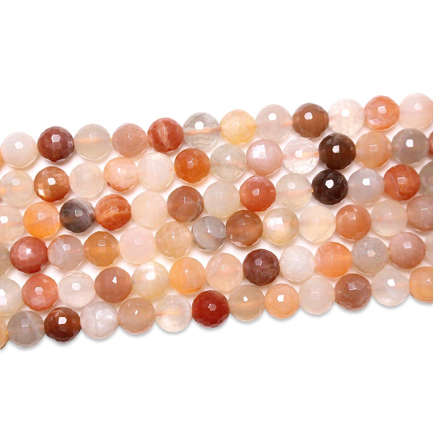 Fil de perles facettées pierre de lune multicolore - Foliesbijoux