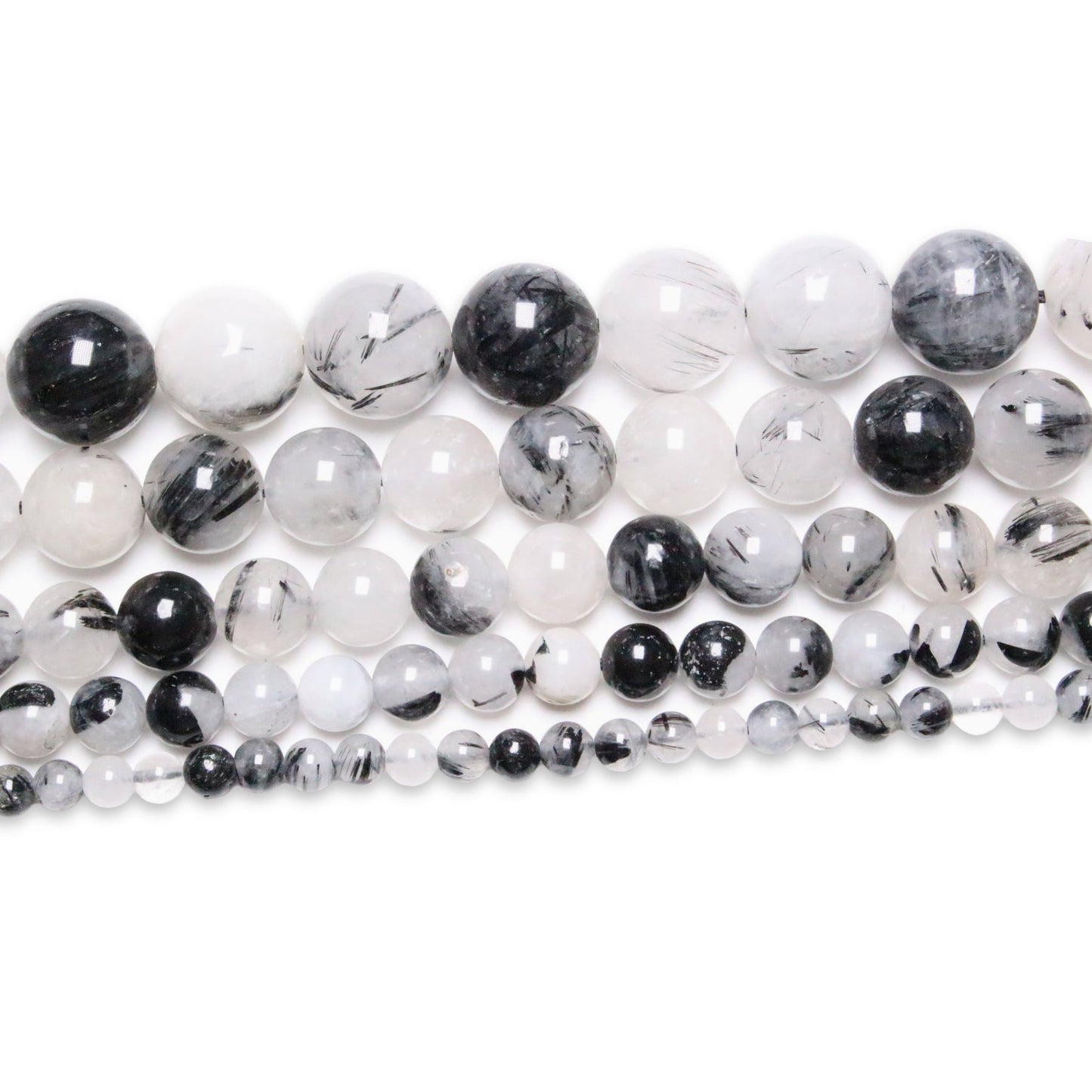 Fil de perle Quartz Tourmaline A+ - Foliesbijoux