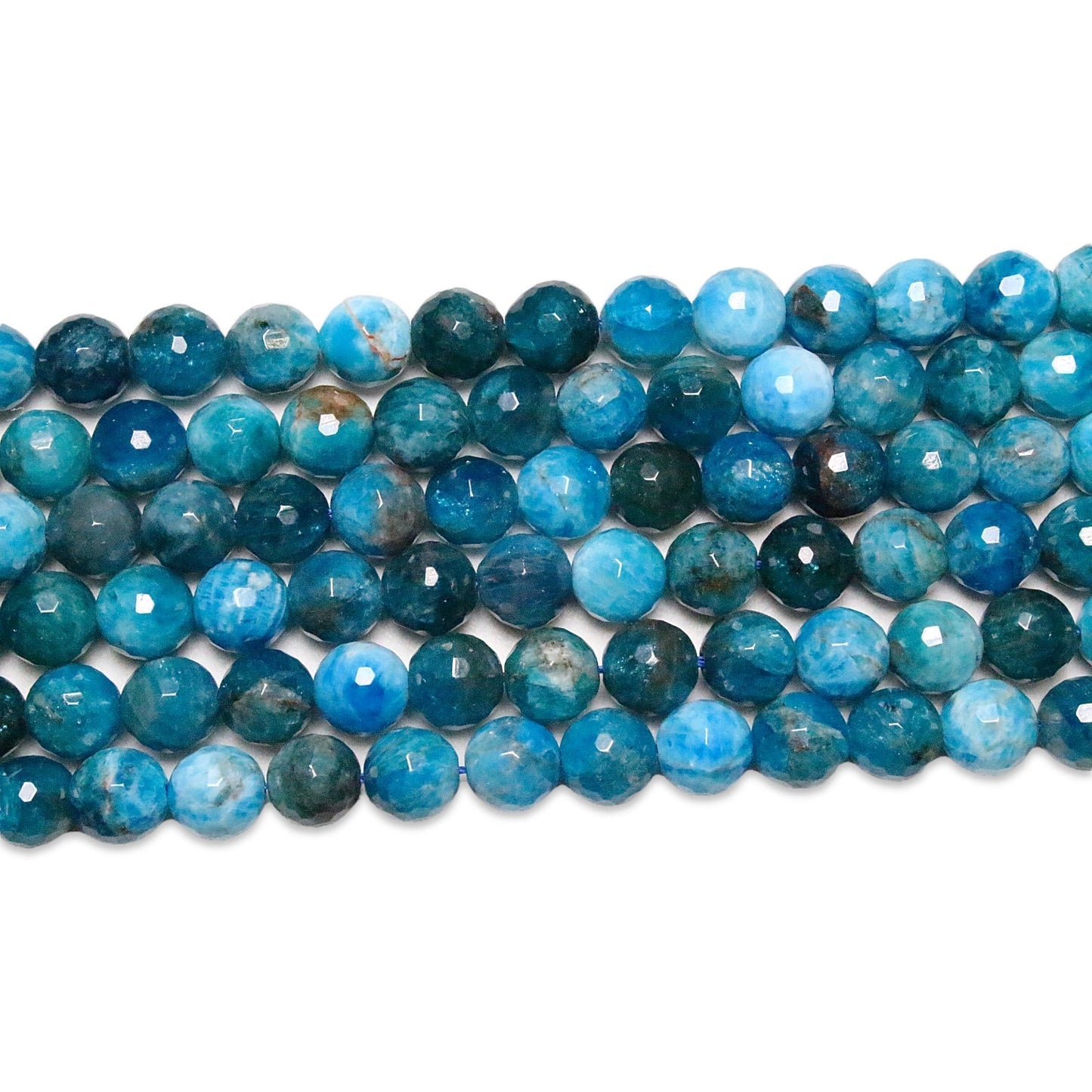 Fil de perles facettées apatite bleue - Foliesbijoux