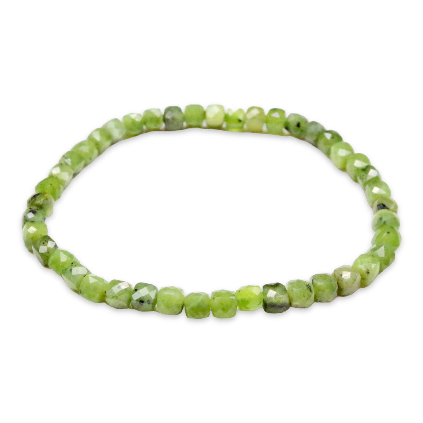 Bracelet Jade néphrite A+ cube 4x4 mm - Foliesbijoux