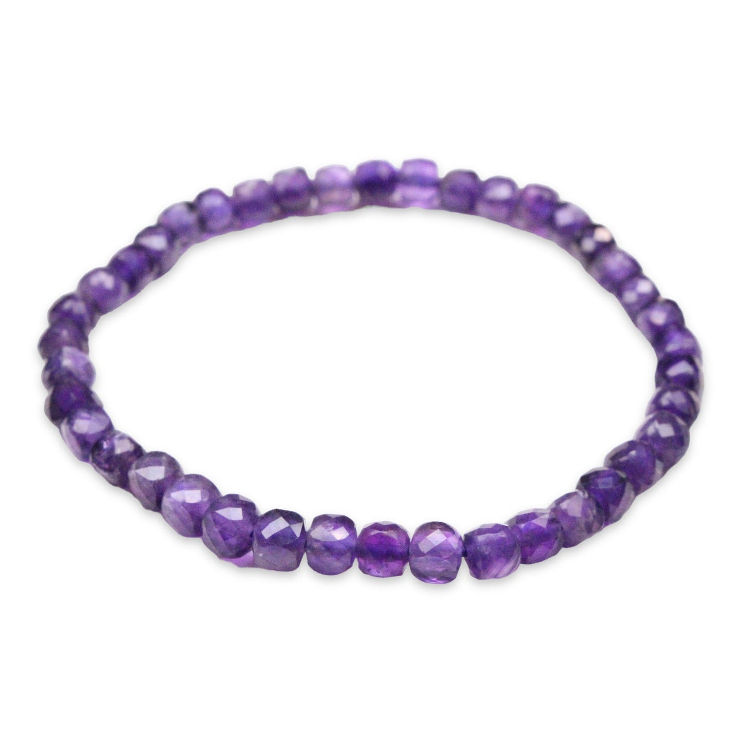 Bracelet Améthyste cube AA 4x4 mm - Foliesbijoux