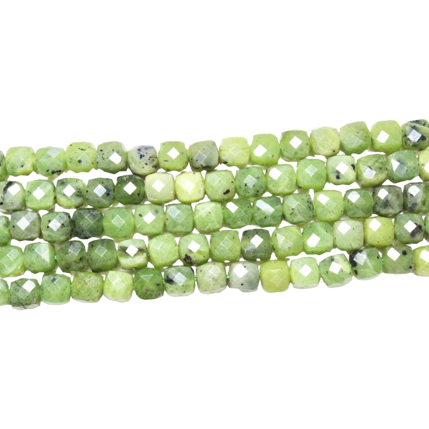 Fil de Jade Nephrite carré facetté 4x4 mm - Foliesbijoux