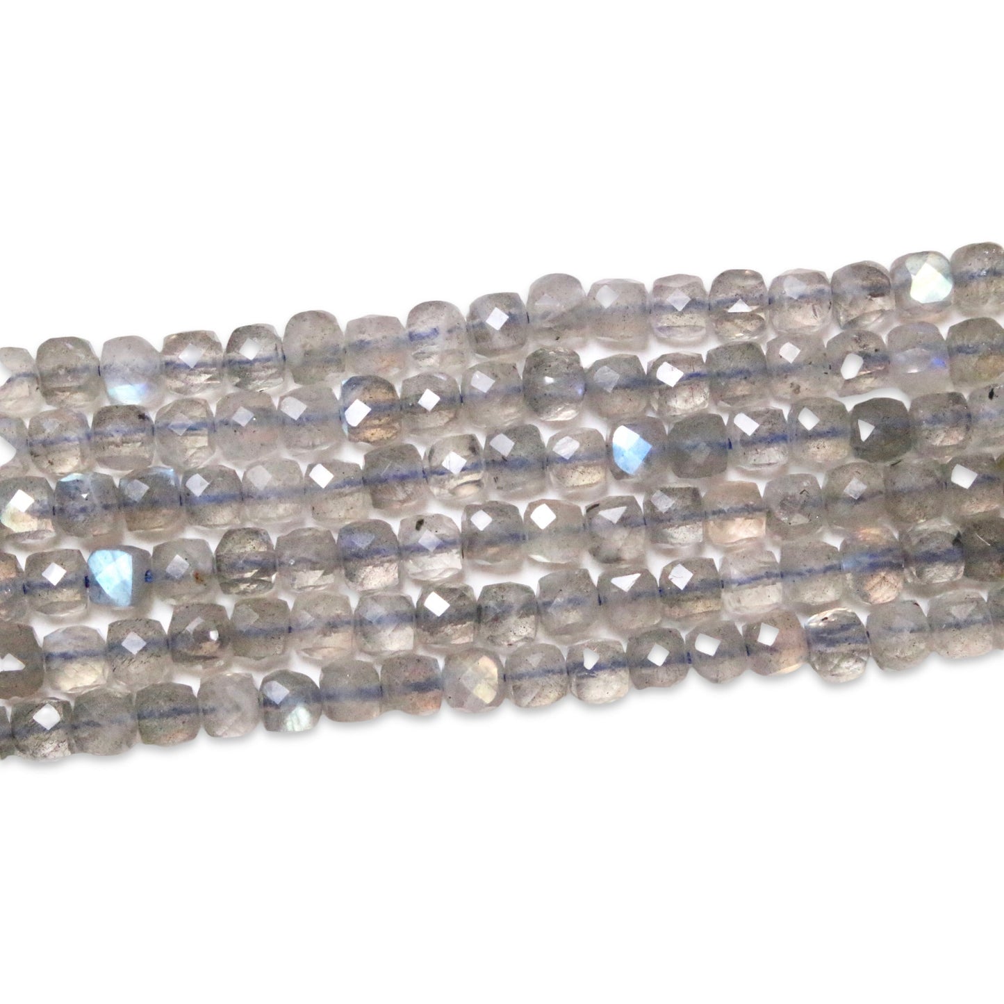 Fil de Labradorite carré facetté 4x4 mm - Foliesbijoux