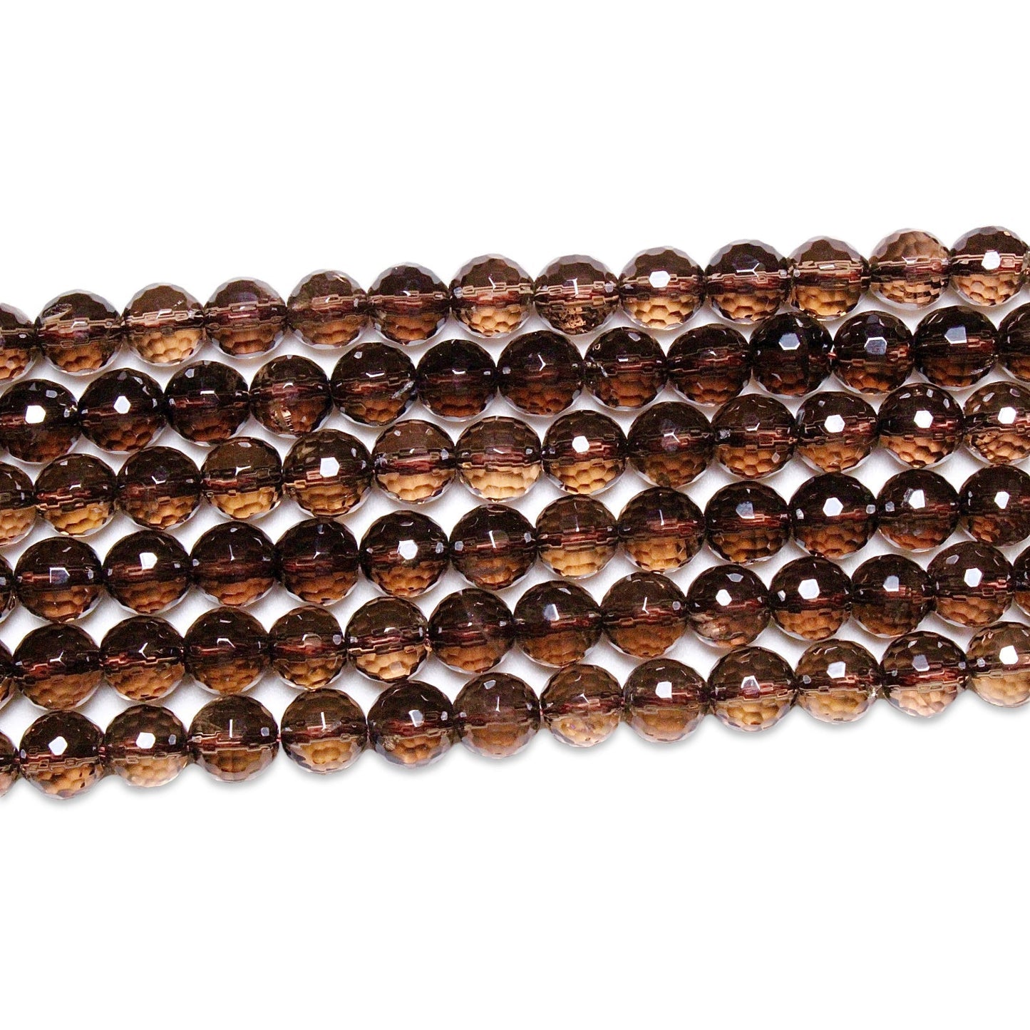 Fil de perles facettées quartz fumé - Foliesbijoux