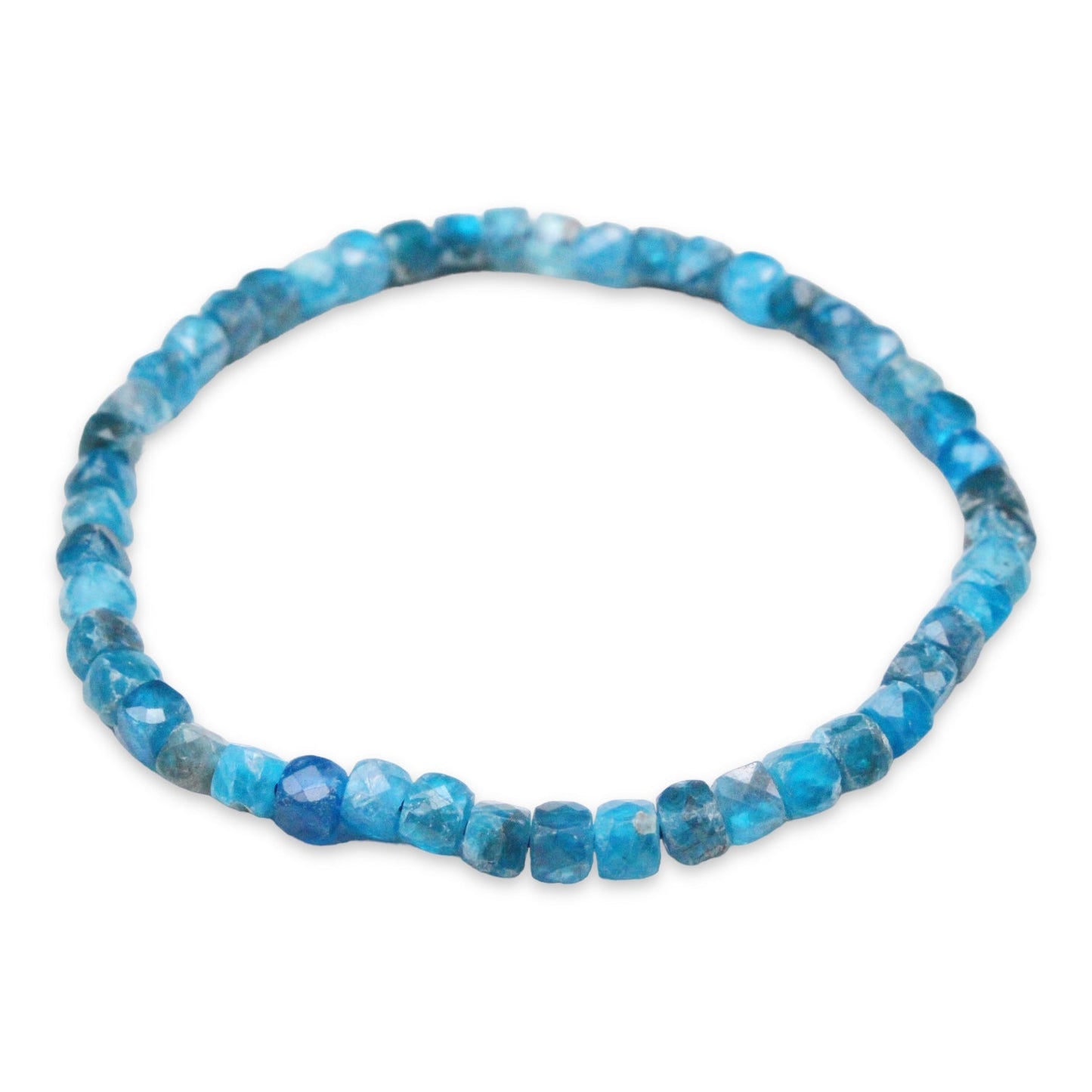 Bracelet Apatite bleue cube A+ 4x4 mm - Foliesbijoux