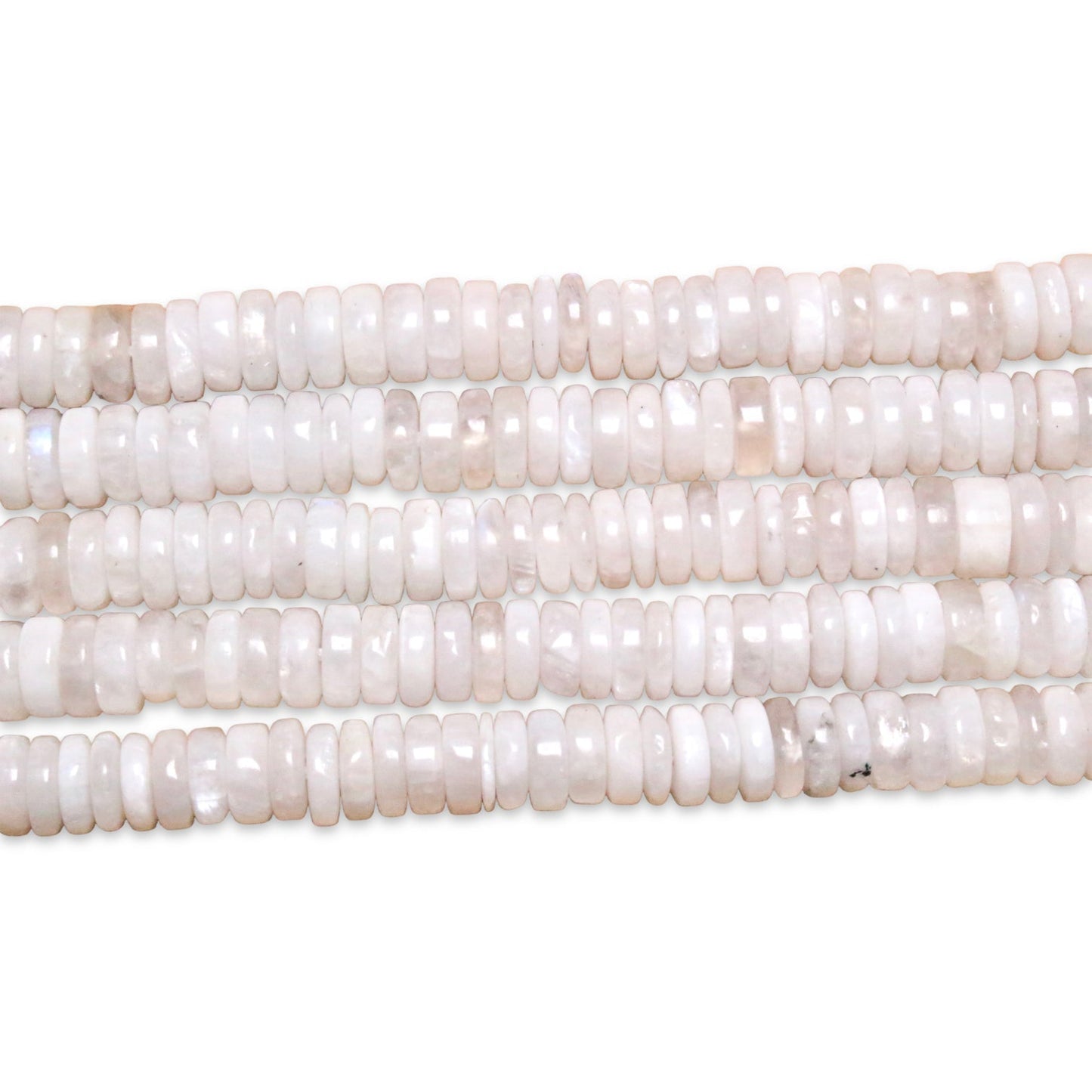 Fil de perle rondelle Pierre de lune bleutée 6x4 - Foliesbijoux