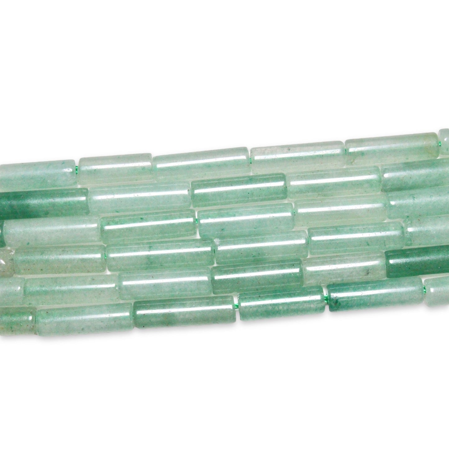 Fil de perles tubes Aventurine verte 4x13 mm - Foliesbijoux