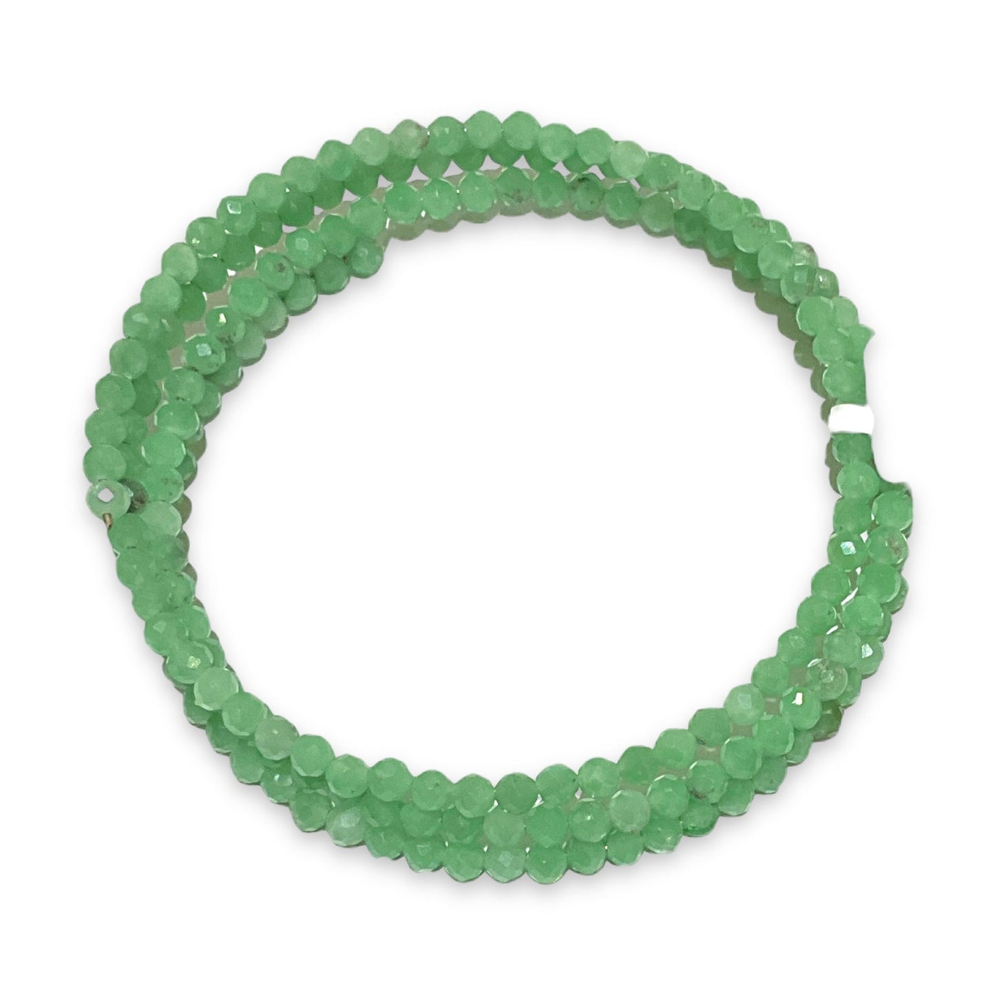 Bracelet Angelite verte A+ Facetté 3 tours - Foliesbijoux