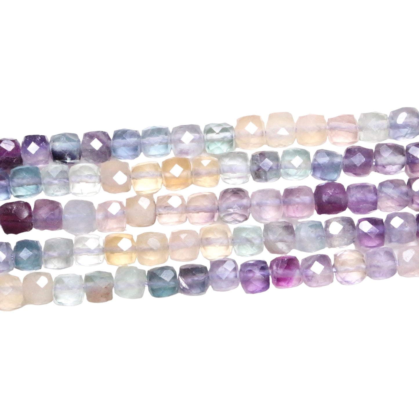 Fil de Fluorine multicolore carré facetté 4x4 mm - Foliesbijoux