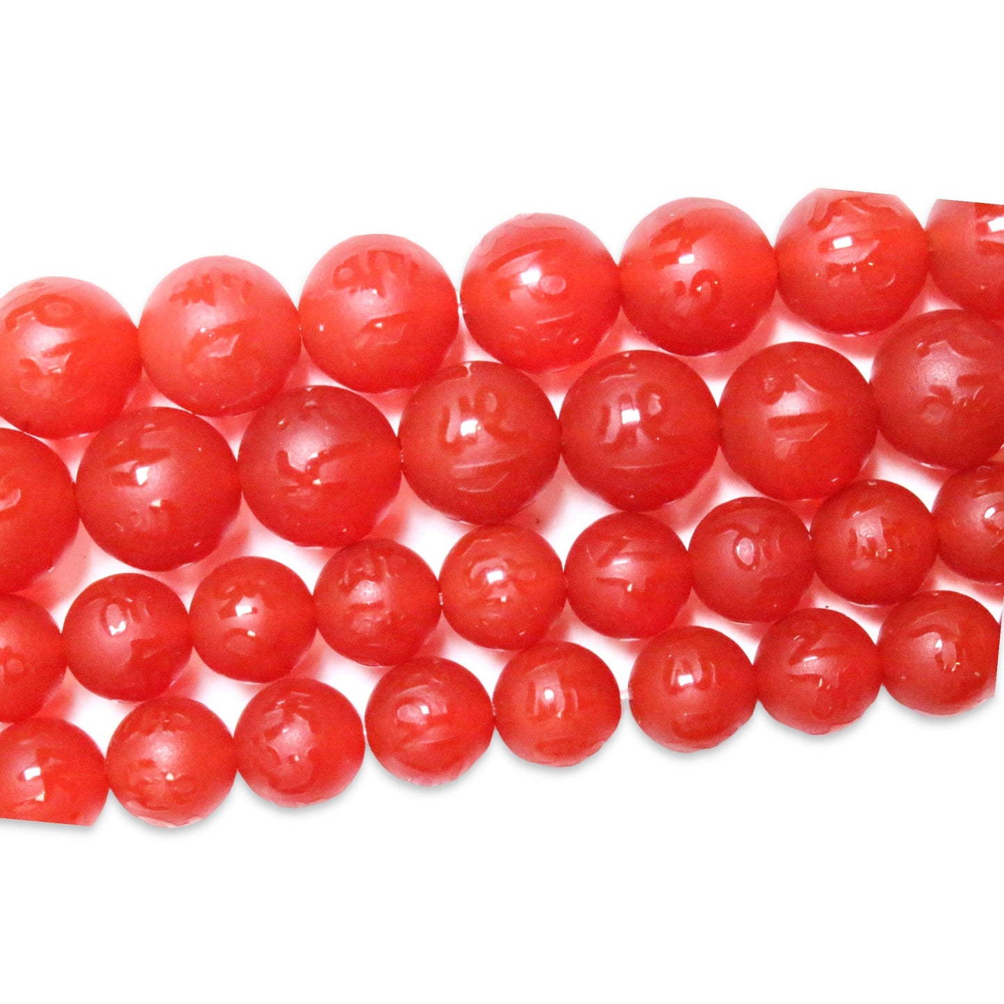 Fil de perle Mantra tibétain Cornaline A - Foliesbijoux