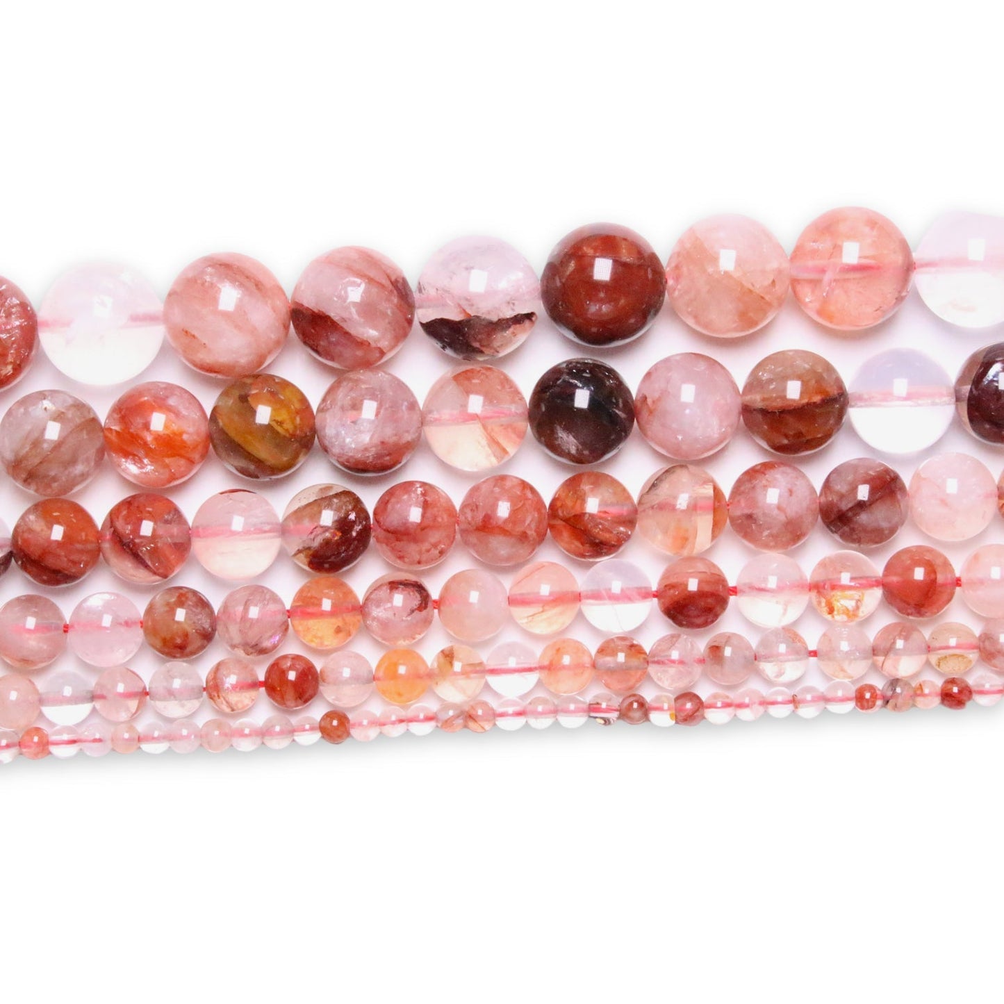 Fil de perle Quartz hématoïde Rouge A+ - Foliesbijoux