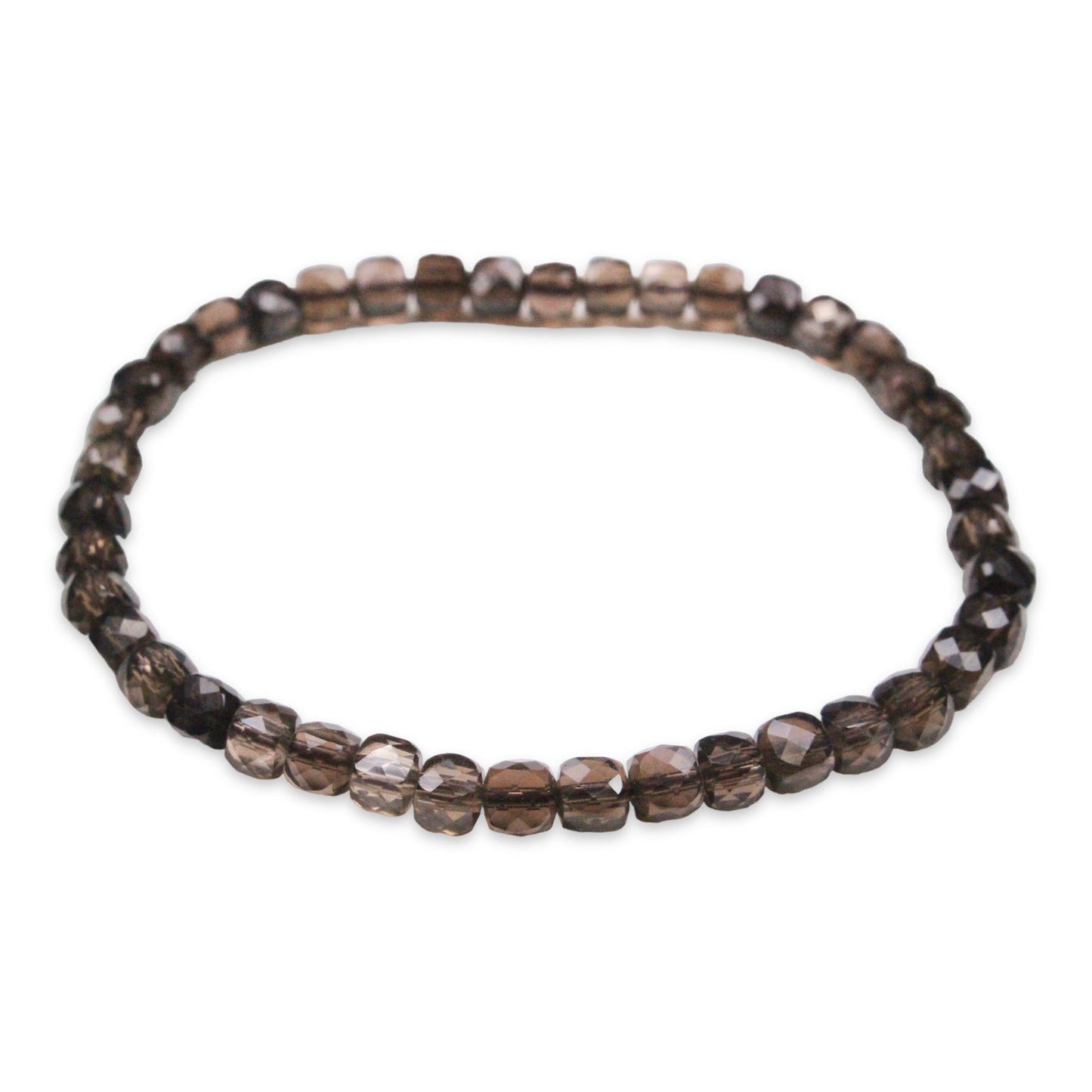 Bracelet Quartz fumé A+ cube 4x4 mm - Foliesbijoux