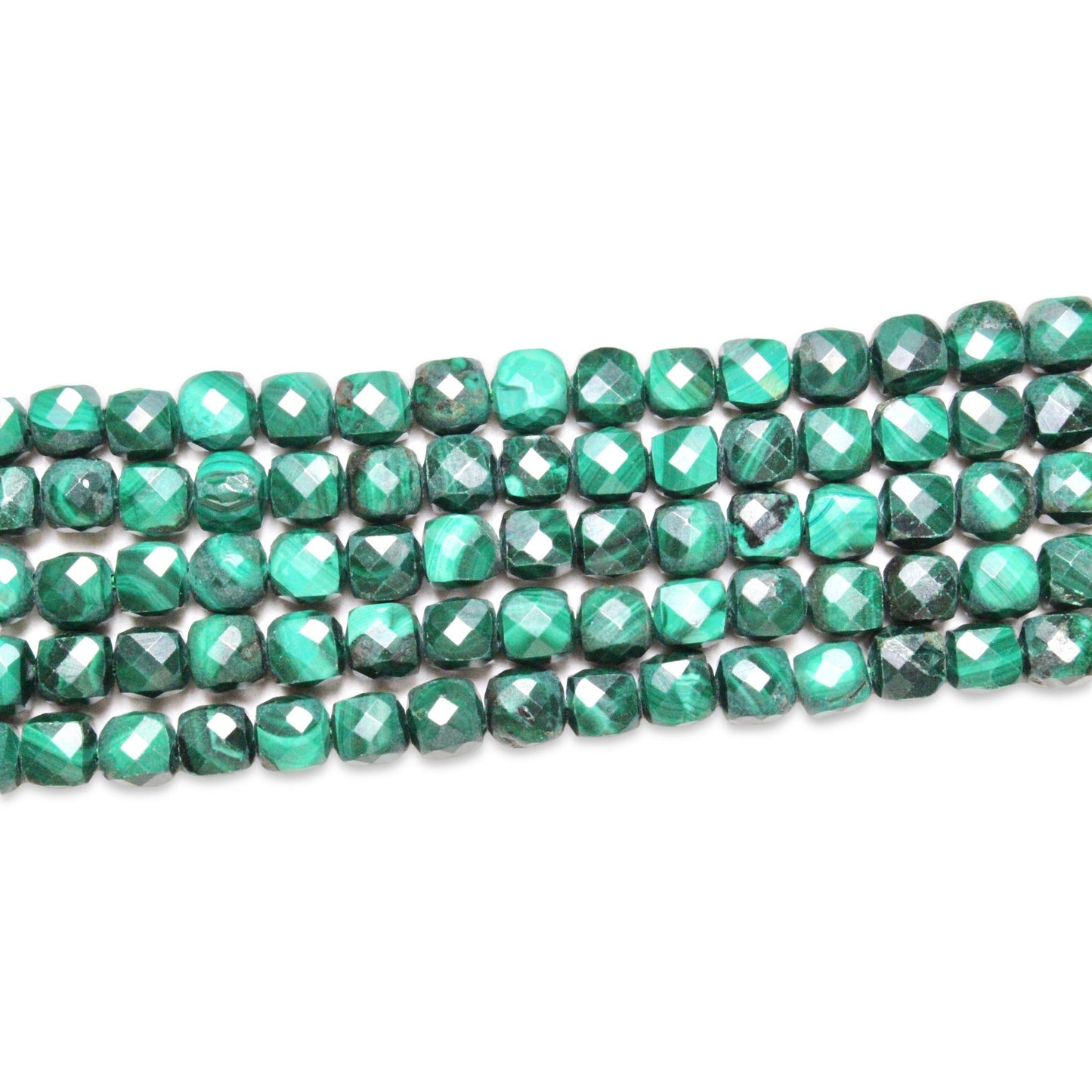 Fil de Malachite carré facetté 4x4 mm - Foliesbijoux