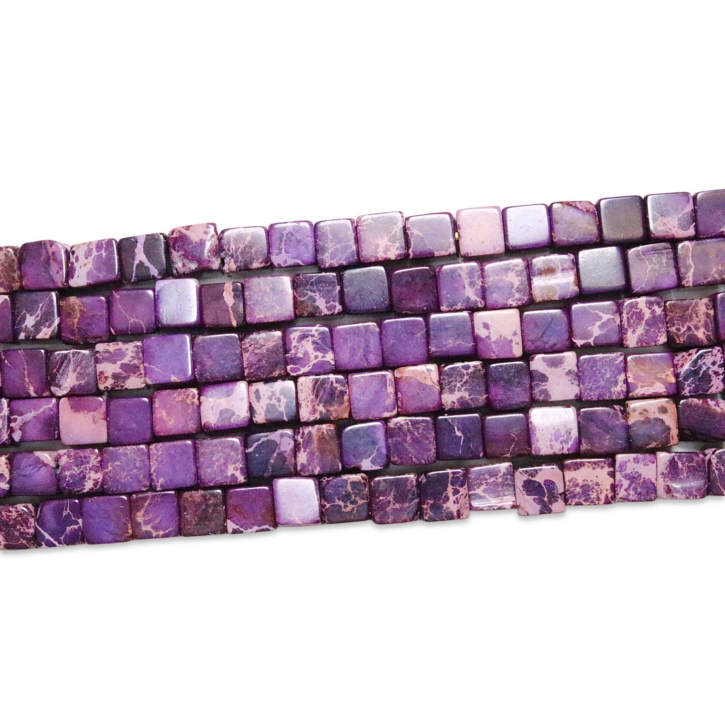 Fil de perles carrées Jaspe impérial violet chauffé - Foliesbijoux