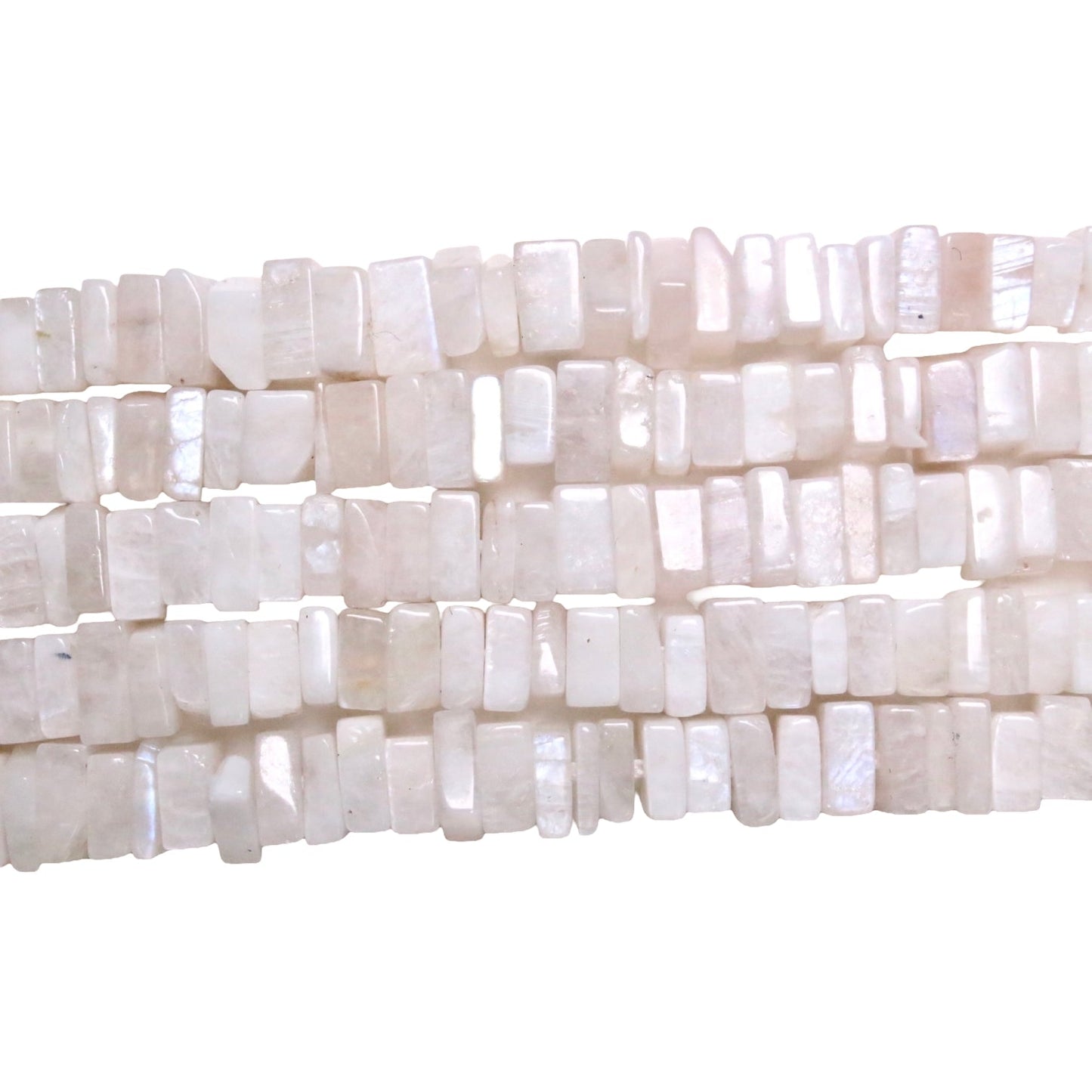 Fil de perle carré Pierre de lune bleutée A+ 6x4 - Foliesbijoux