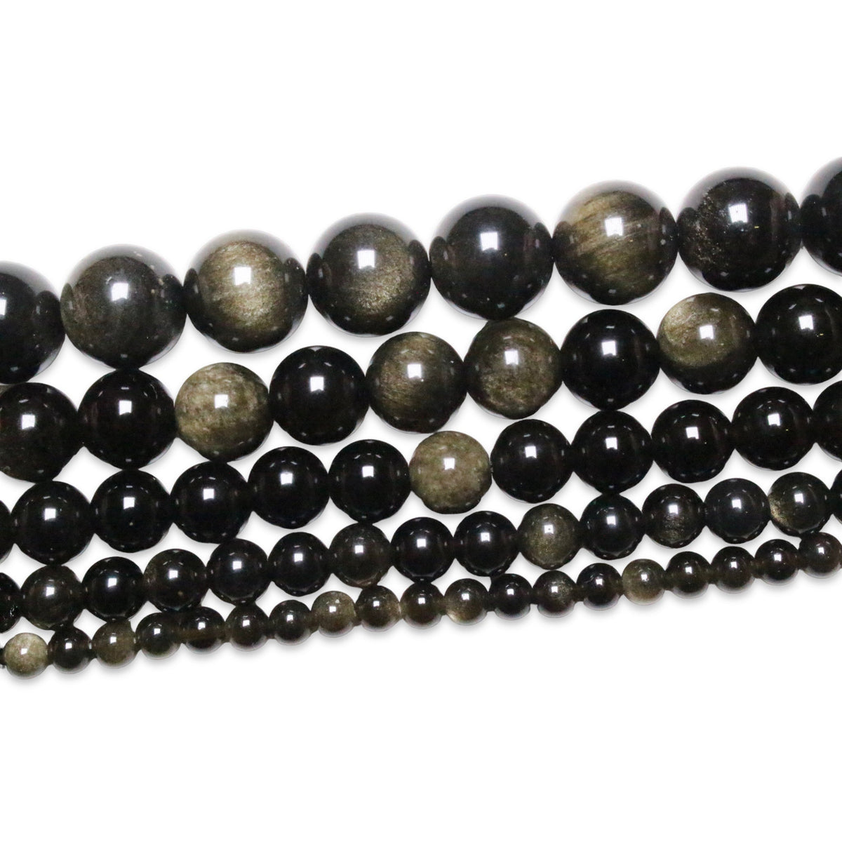 Fil de perle Obsidienne doré AA - Foliesbijoux