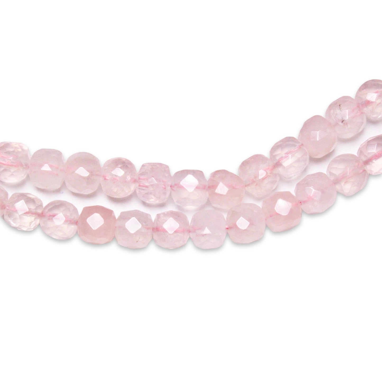 Fil Quartz rose en cube facetté 8x8m - Foliesbijoux