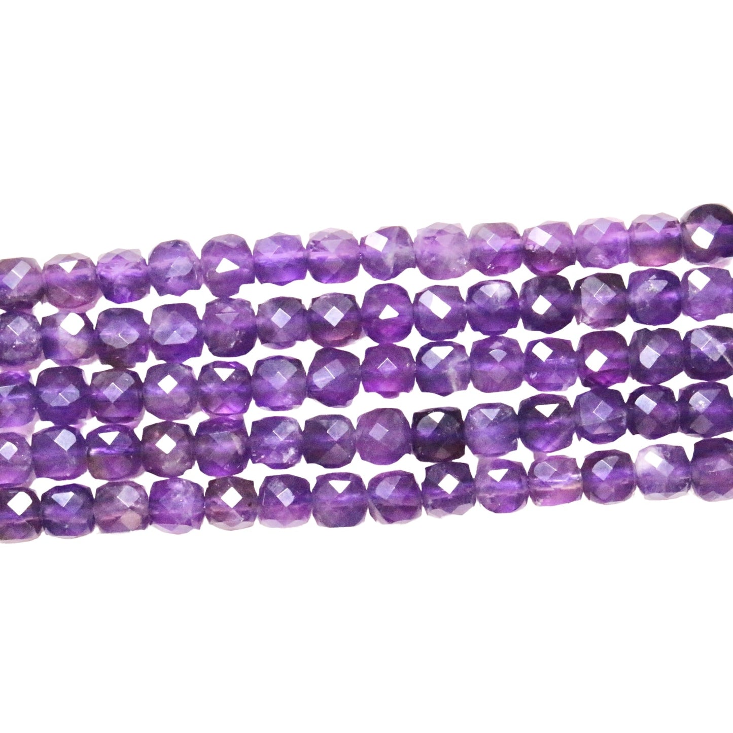 Fil d'Améthyste carré facetté 4x4 mm - Foliesbijoux