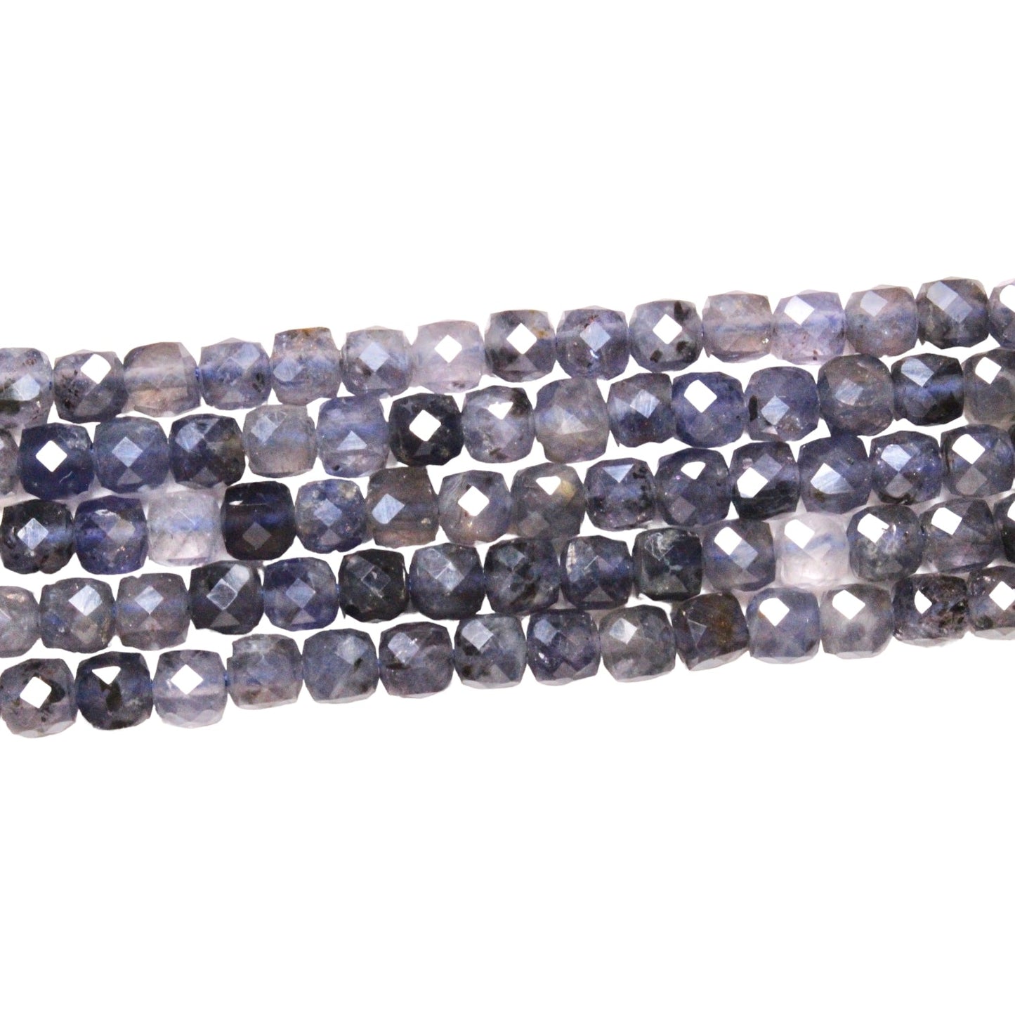 Fil d'Iolite carré facetté 4x4 mm - Foliesbijoux