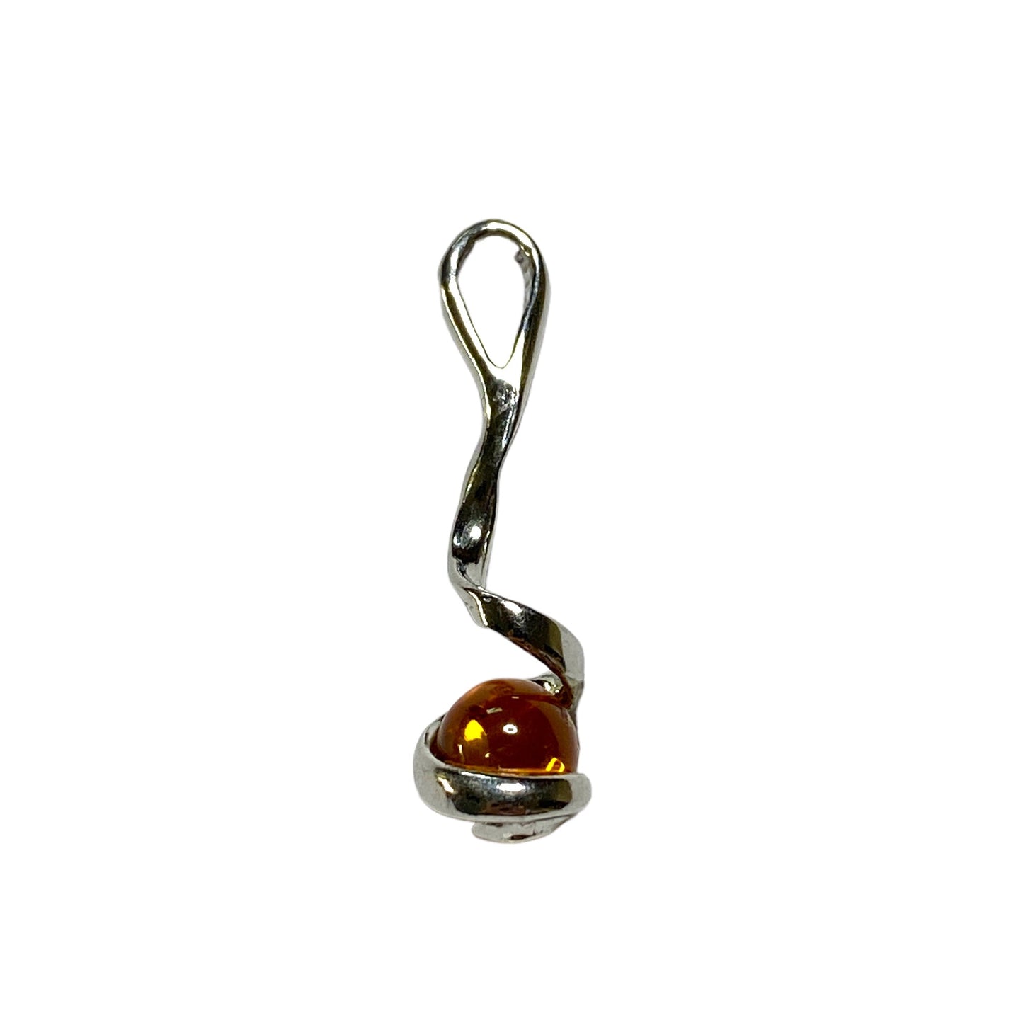 Pendentif ambre & argent boule torsadé #22 - Foliesbijoux