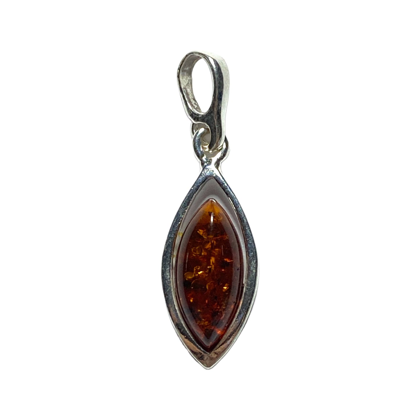 Pendentif ambre & argent goutte #21 - Foliesbijoux