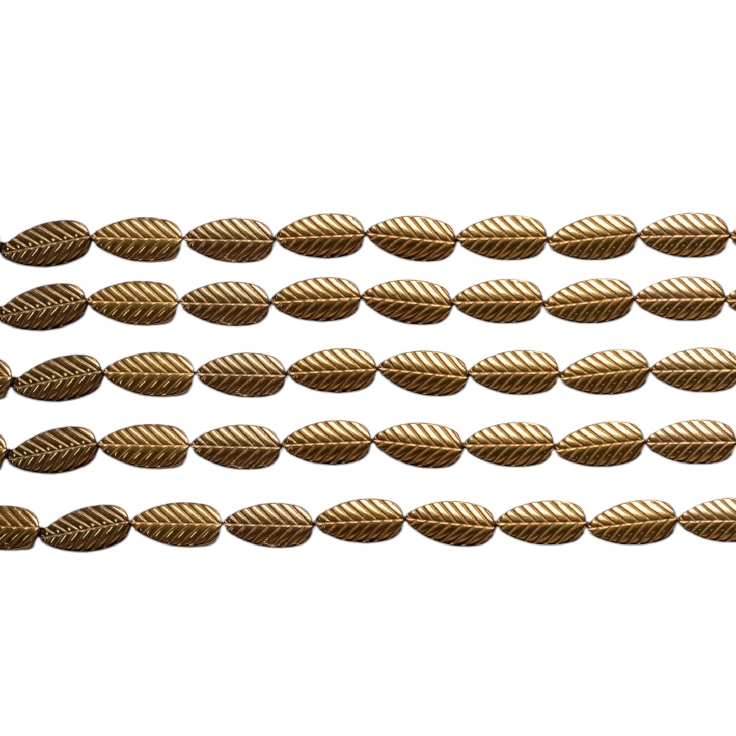 Fil de perle Hématite feuille electroplaquée bronze/dorée HED-225 4x8 mm - Foliesbijoux