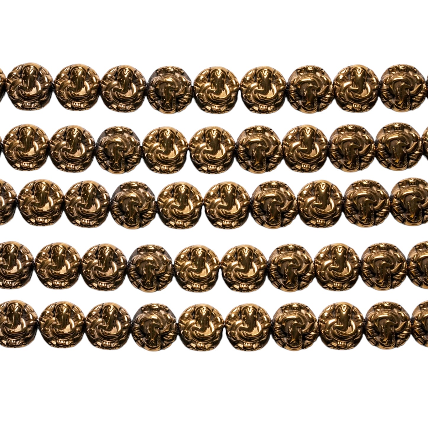 Fil de perle Hématite Ganesha electroplaquée doré/bronze HED-224 11 mm - Foliesbijoux