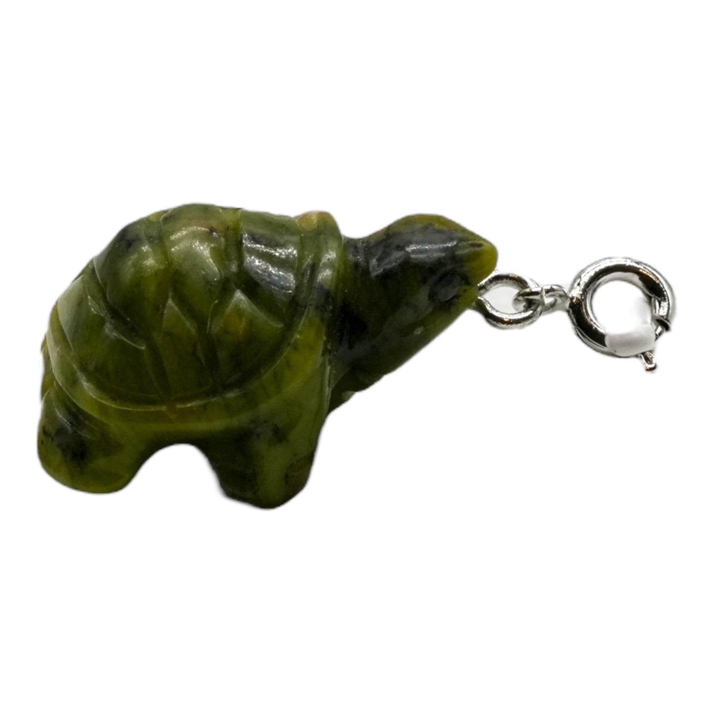 Pendentif en tortue argenté en Jade de Thailande (symbole de protection & sagesse) - Foliesbijoux