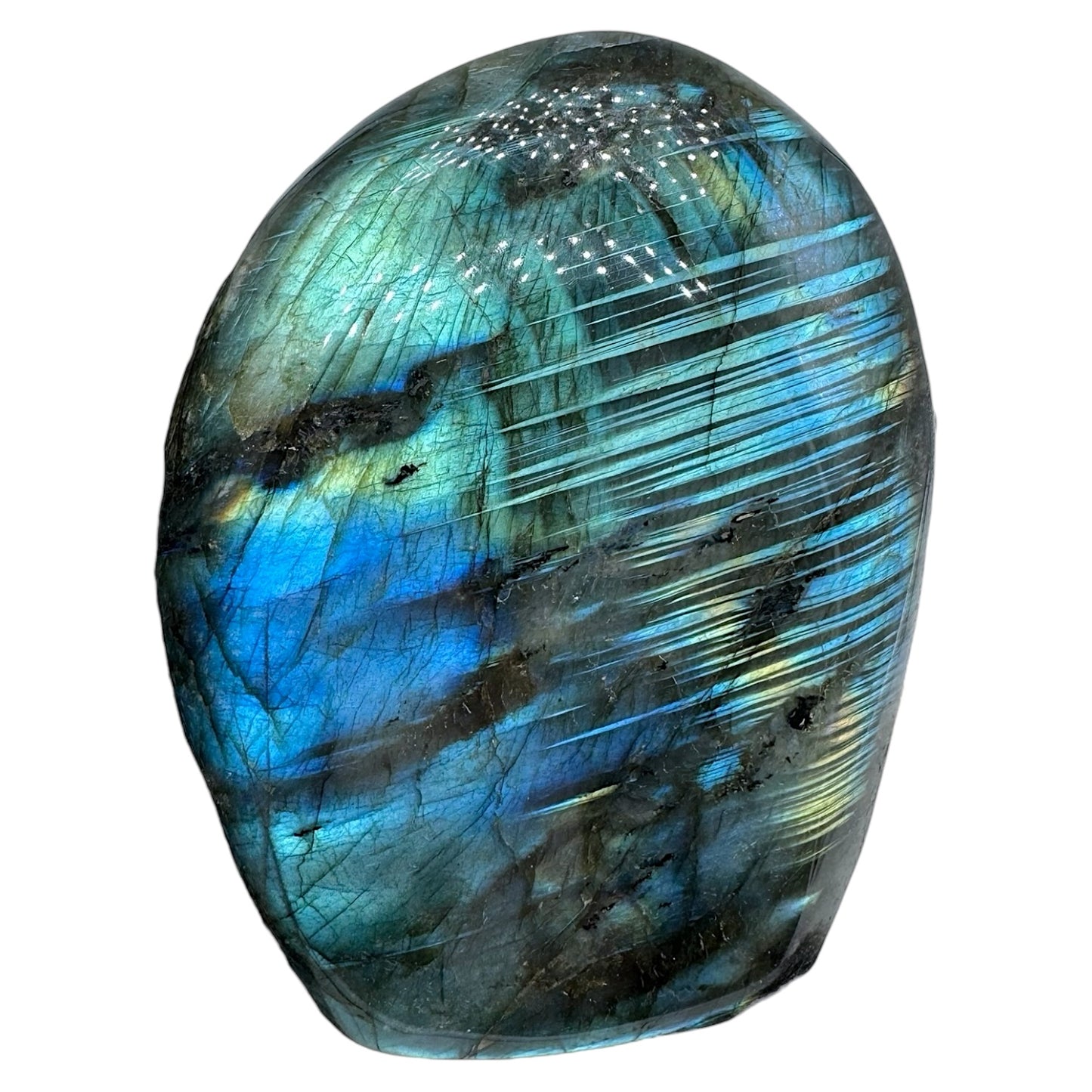 Labradorite flashy forme libre AA+ (Lot 53) 618g 8.5x2.5x11cm - Foliesbijoux