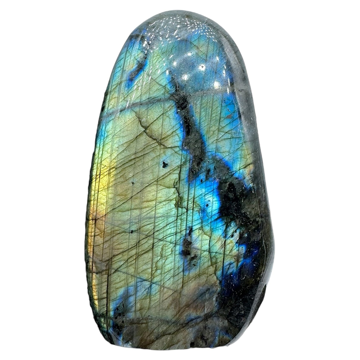 Labradorite flashy forme libre AA+ (Lot 55) 419g 6.5x3.5x11.5cm - Foliesbijoux