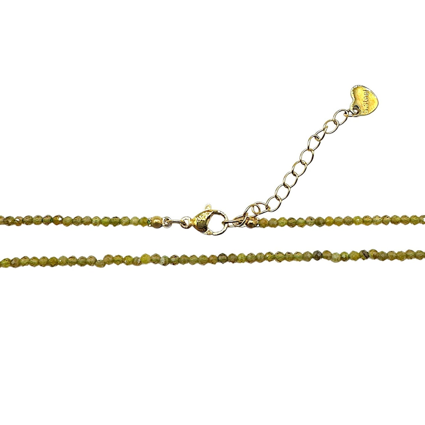 Collier Grenat vert 2-3mm acier inoxydable doré/argenté (référence 12) - Foliesbijoux