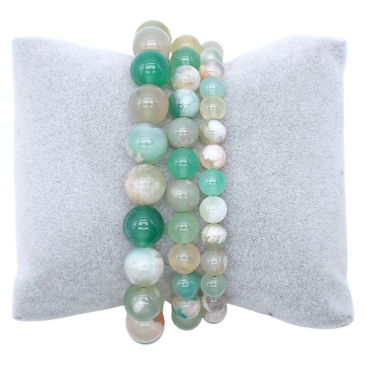 Bracelet Agate fleurs de cerisier verte A