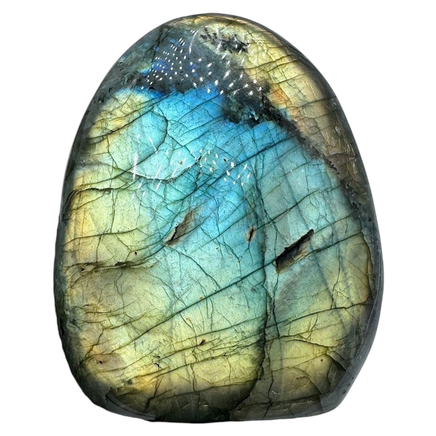 Labradorite flashy forme libre AA+ (Lot 87) 440g 8x3.5x9.5cm - Foliesbijoux