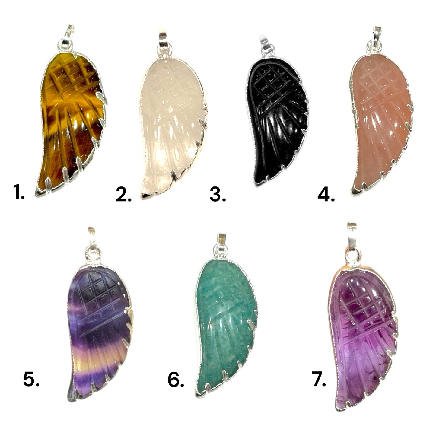 Pendentif en aile contour en laiton dorée ou argentée (7 pierres disponible)
