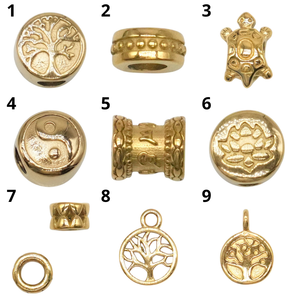 Lot de 10 breloques intercalaire acier inoxydable doré (9 modèles disponible) - Foliesbijoux