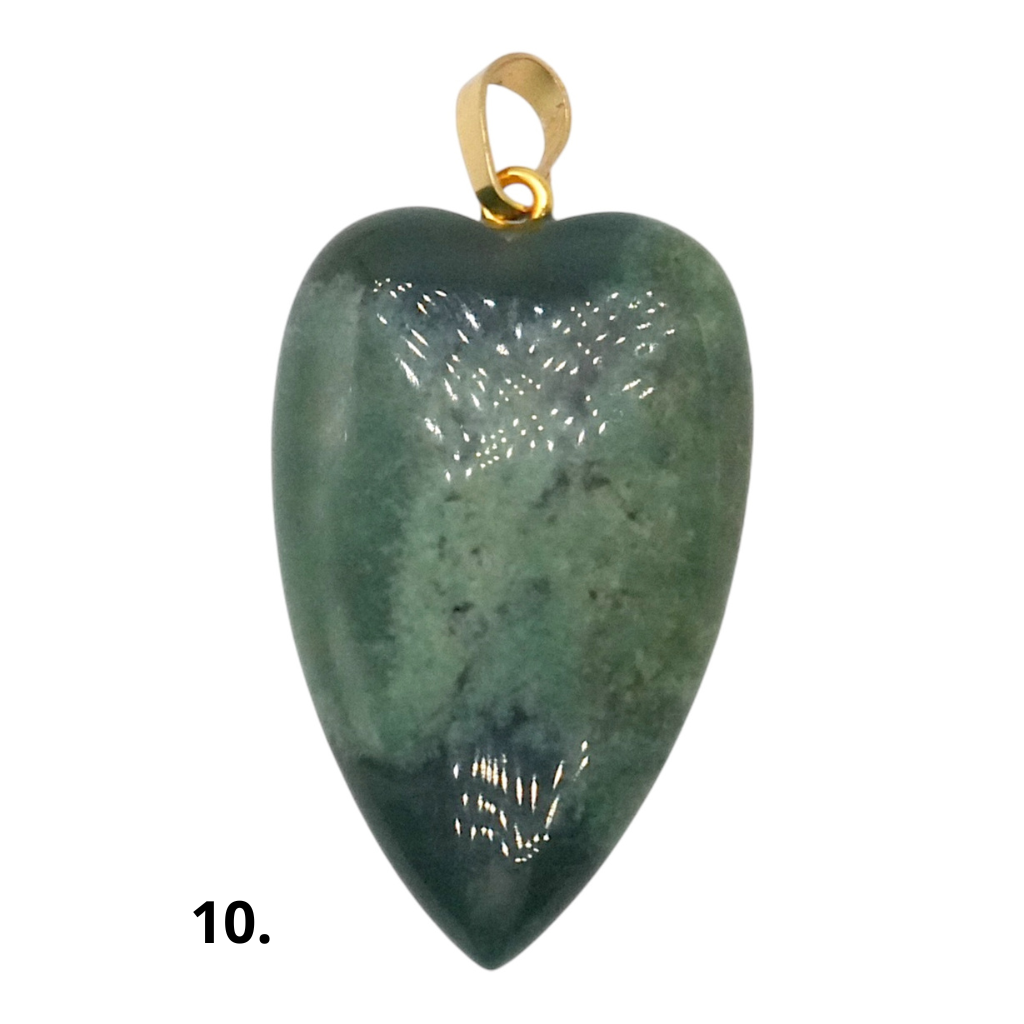 Pendentif 25x40x10 mm coeur pierre naturelle (Bélière argenté ou dorée incluse) (10 pierres disponible) - Foliesbijoux