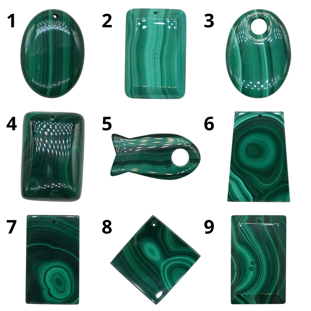 Pendentif en malachite (9 formes disponible) - Foliesbijoux