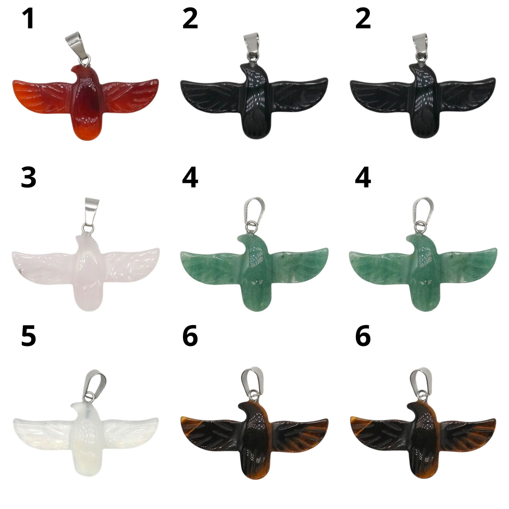 Pendentif Aigle 4x2cm (6 pierres disponible) (bélière incluse argenté) - Foliesbijoux
