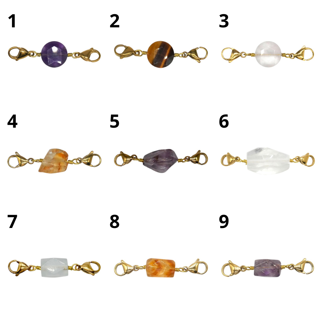 Pendentif Charm personnalisable embout deux mousquetons (9 pierres disponible) (chaîne non incluse) - Foliesbijoux