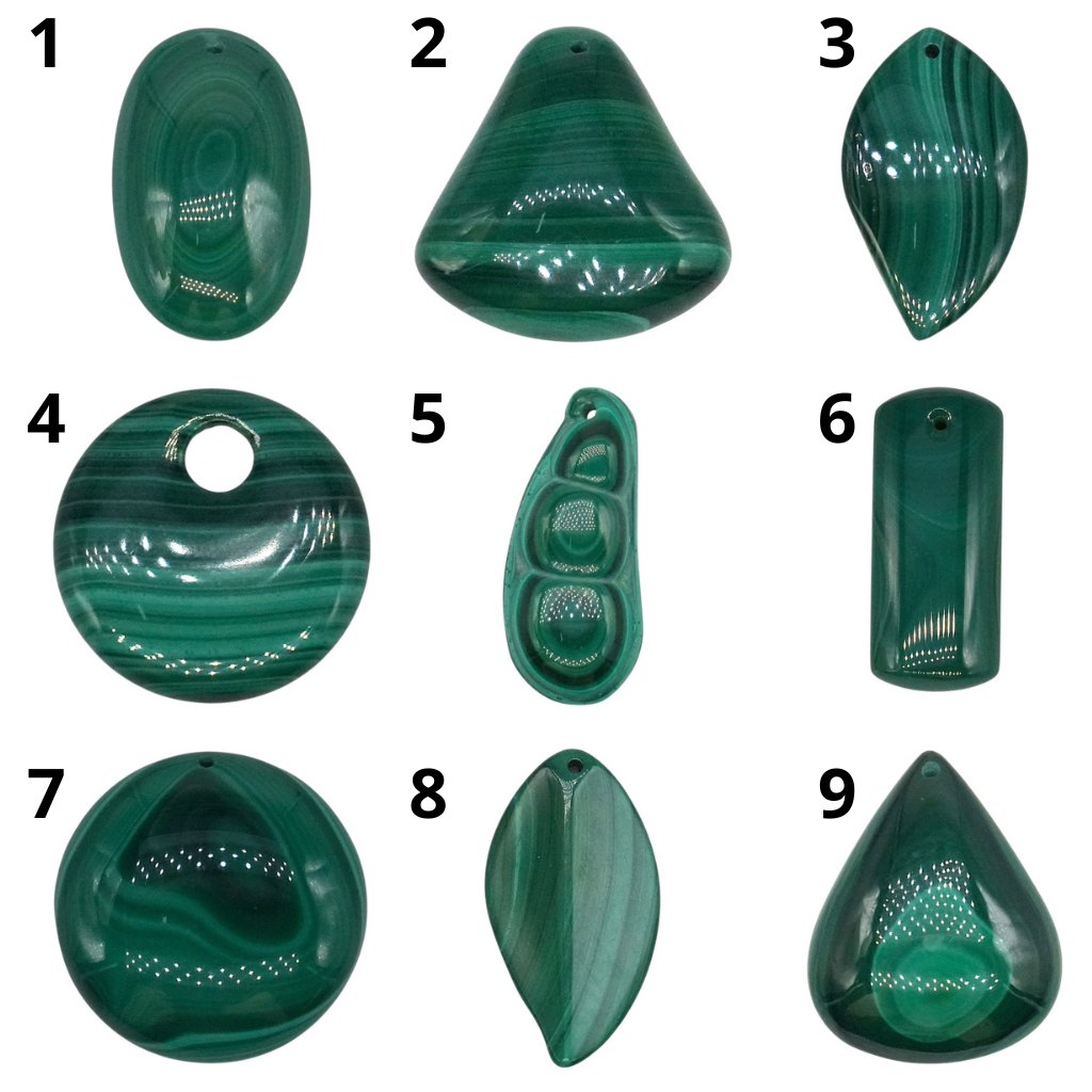 Pendentif en malachite (9 formes disponible) - Foliesbijoux