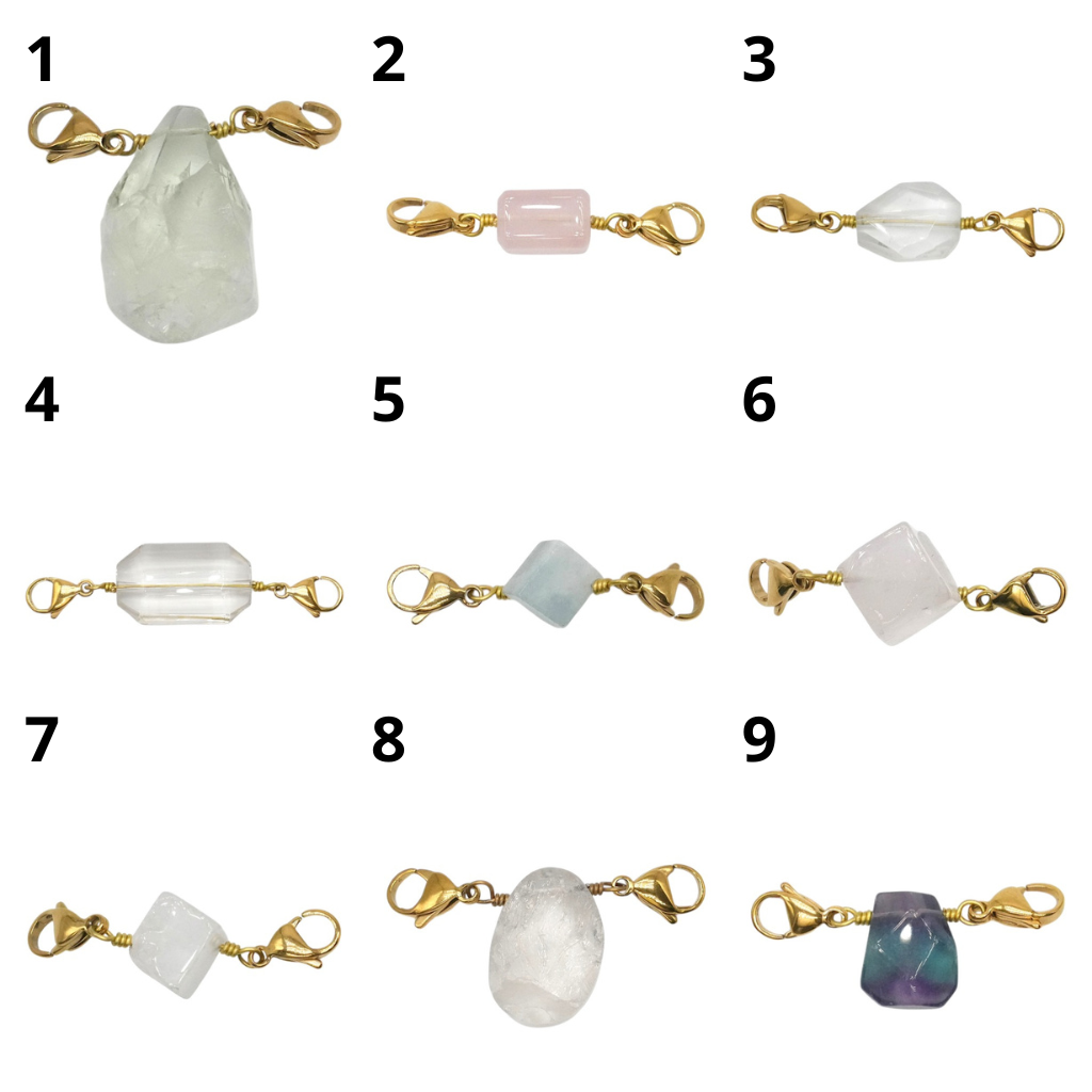 Pendentif Charm personnalisable embout deux mousquetons (9 pierres disponible)(chaîne non incluse) - Foliesbijoux