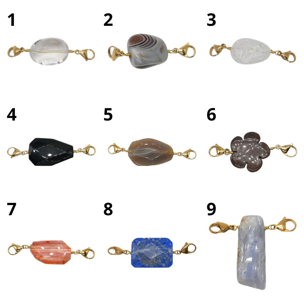 Pendentif Charm personnalisable embout deux mousquetons (9 pierres disponible)(chaîne non incluse) - Foliesbijoux