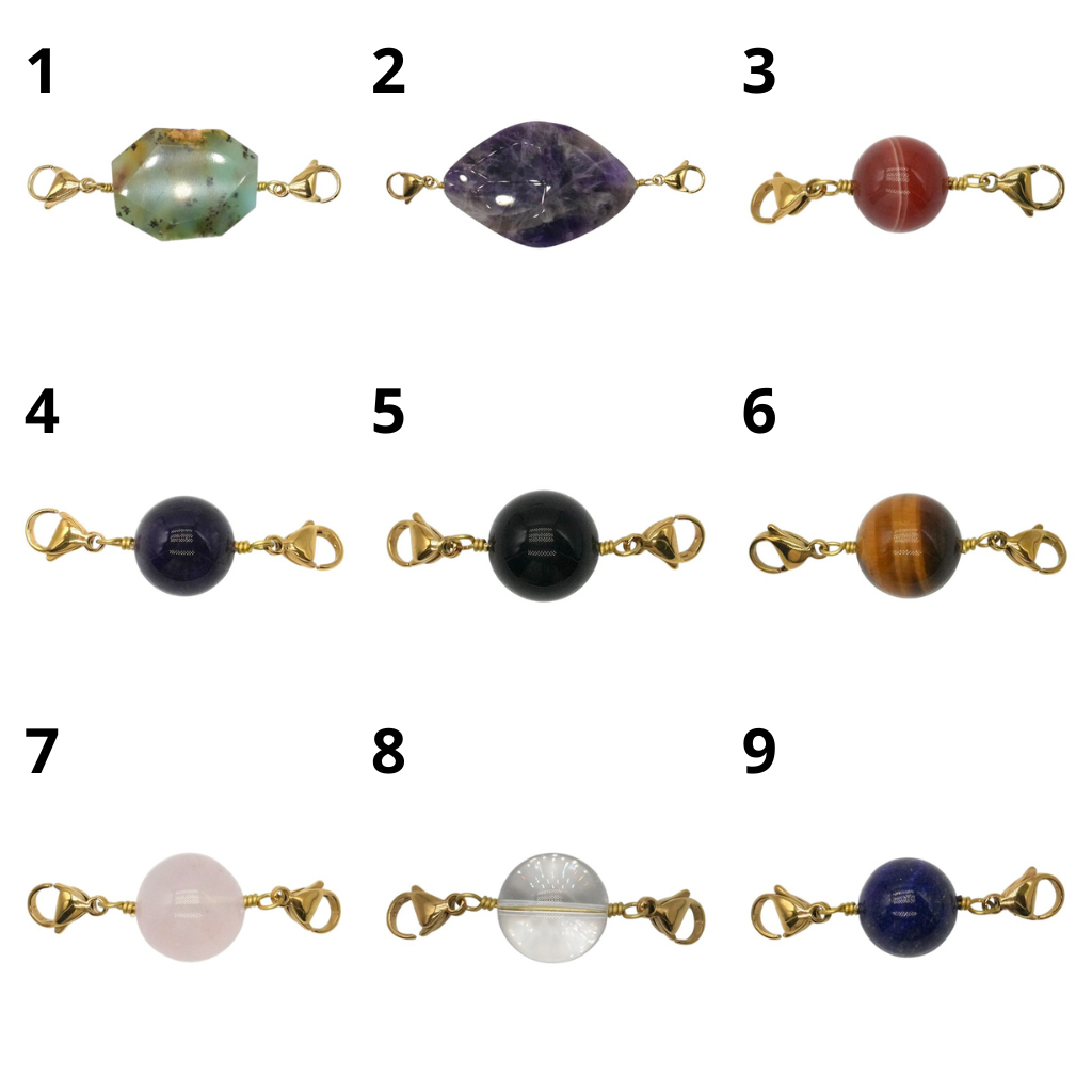 Pendentif Charm personnalisable embout deux mousquetons (9 pierres disponible)(chaîne non incluse) - Foliesbijoux