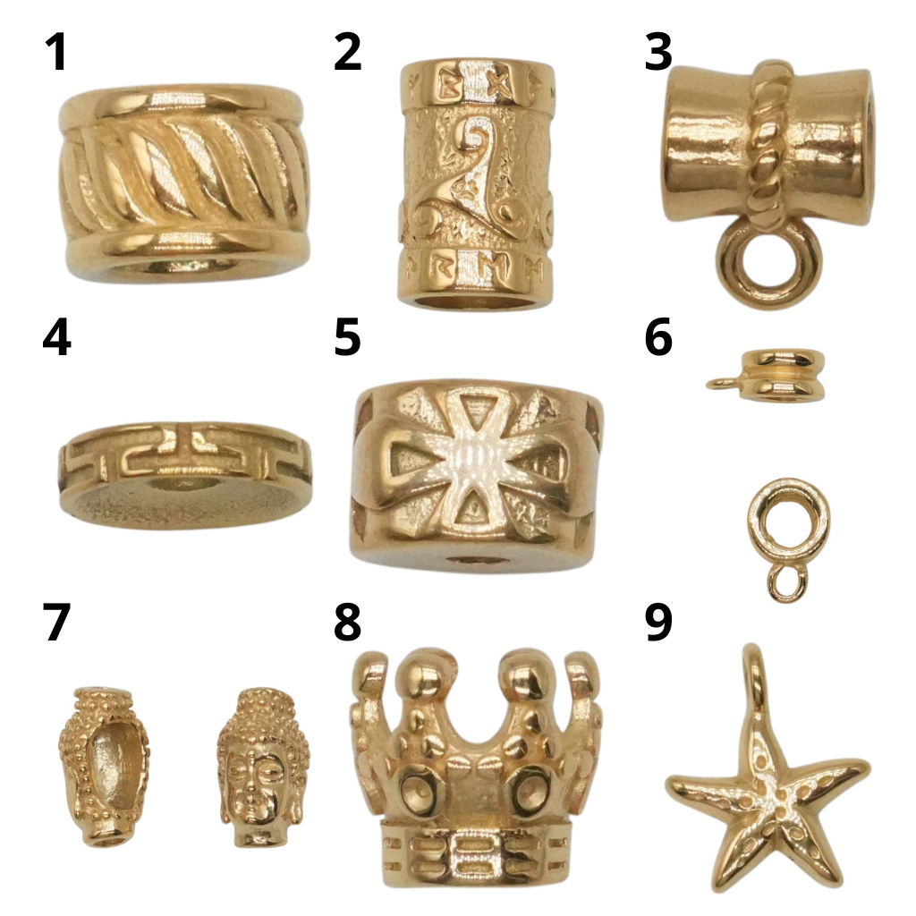 Lot de 10 breloques intercalaire acier inoxydable doré (9 modèles disponible) D-23 à D-35 RESTOCK