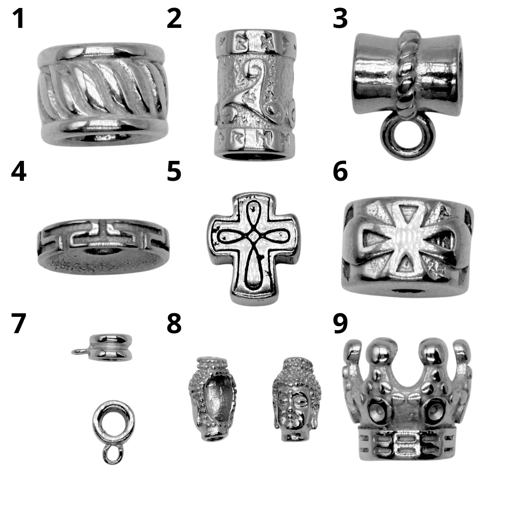 Lot de 10 breloques intercalaire acier inoxydable argenté (10 modèles disponible) A-23 à A-35